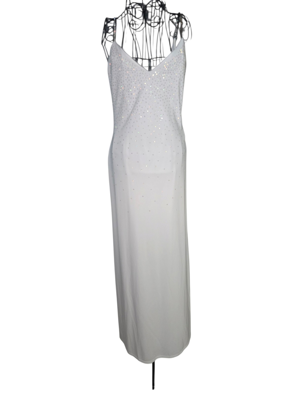Jump White Crystal-Embellished V-Neck Maxi Dress